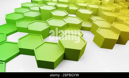 Sfondo multicolore astratto, esagoni o nidi d'ape, rendering 3D con gradiente di colore, sfondo esagonale, disegno di illustrazione geometrica in 4K Foto Stock