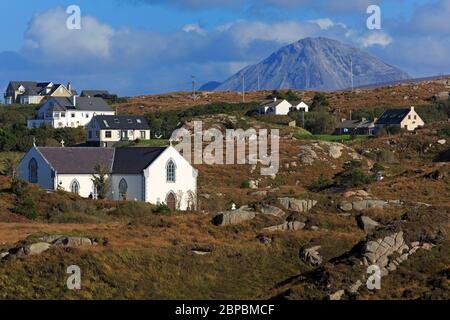 Monte Errigal da Cruit Island, Bunbg, Contea di Donegal, Irlanda, Europa Foto Stock