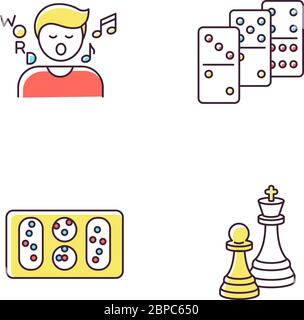 Attività di intrattenimento Set di icone a colori RGB Illustrazione Vettoriale