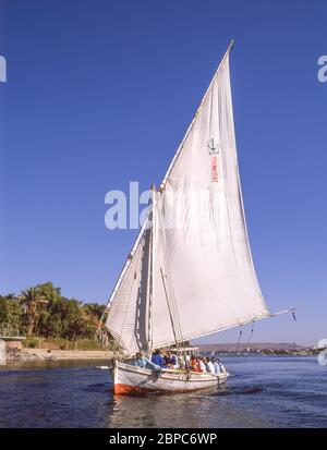 Felucca sul Nilo, Luxor, Luxor Governatorato, Repubblica d'Egitto Foto Stock