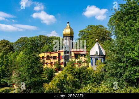 Il Grugapark, Hundertwasser House, la McDonald's Child help Foundation, Ronald McDonald House, a Essen, NRW, Germania Foto Stock