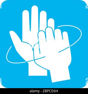 covid 19 prevenzione del coronavirus corretto processo di lavaggio delle mani illustrazione vettoriale icona stile blocco Illustrazione Vettoriale