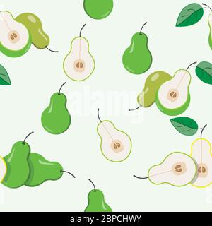 Motivo senza cuciture con pere su sfondo bianco. Illustrazione Vettoriale