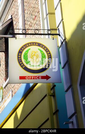 Cartello St George's Grenada Eastern Caribbean Central Bank Foto Stock