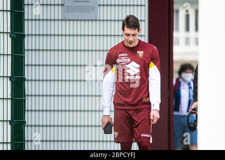 Torino, Italia. 18 maggio 2020. Andrea Belotti arriva alla sessione individuale di formazione del Torino FC nel corso del Covid-19. Nello Stadio Filadelfia, a Torino, Italia il 18 maggio 2020 (Foto di Alberto Gandolfo/Pacific Press) Credit: Pacific Press Agency/Alamy Live News Foto Stock