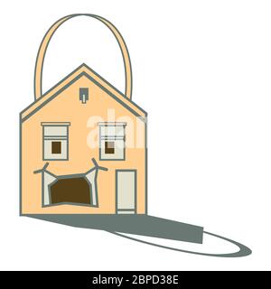Una casa sorridente o una borsa a forma di casa Illustrazione Vettoriale