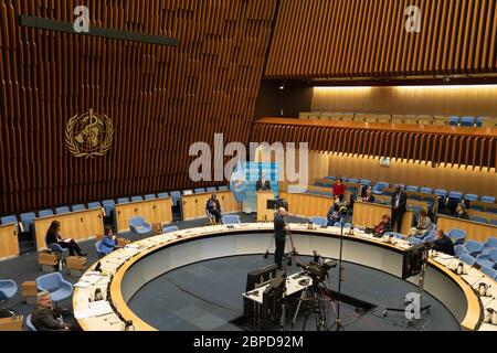 (200519) -- PECHINO, 19 maggio 2020 (Xinhua) -- il Direttore Generale dell'Organizzazione Mondiale della Sanità (OMS) Tedros Adhanom Ghebreyesus parla alla 73a Assemblea Mondiale della Sanità (WHA), presso la sede DELL'OMS a Ginevra, Svizzera, 18 maggio 2020. A causa dell'attuale pandemia COVID-19, la 73a sessione dell'Assemblea Mondiale della Sanità, prevista dal 18 al 19 maggio, si è svolta virtualmente. (WHO/Handout via Xinhua) Foto Stock