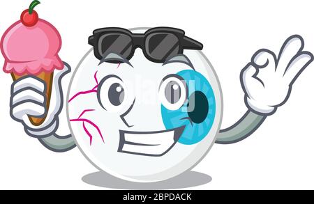 Un disegno cartoon di eyeball che tiene il gelato cono Illustrazione Vettoriale