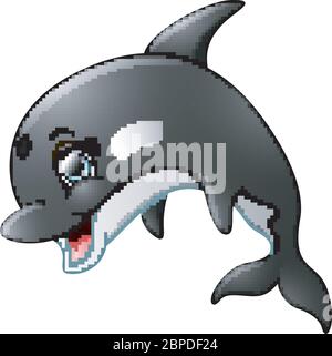 Carino Killer Whale cartoon Illustrazione Vettoriale