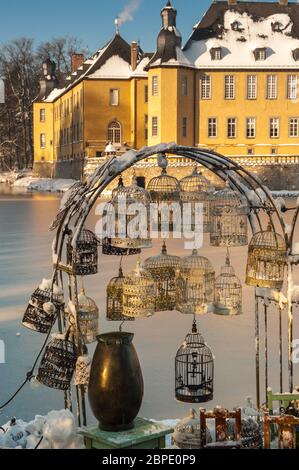 Eisige Weinachten auf Schloss Dyck bei Aldenhoven in Rhein-Kreis-Neuss Foto Stock