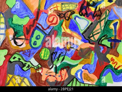 Abstract colorati dipinti a mano sullo sfondo. Pittura Acrilica. Foto Stock