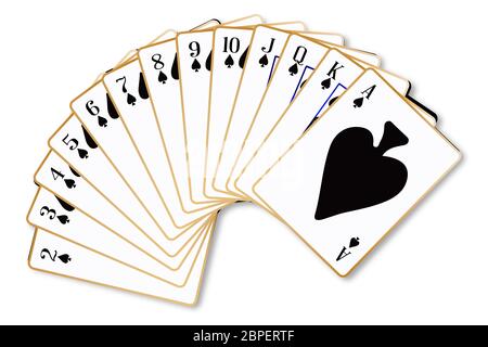 La carta da gioco in tuta di picche su sfondo bianco Foto Stock