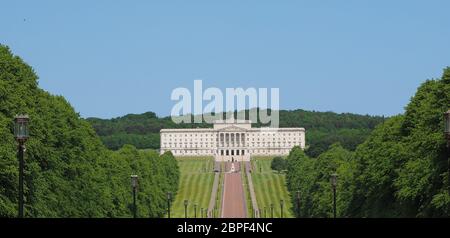 Vista aerea degli edifici del Parlamento (alias Stormont) a Belfast, Regno Unito Foto Stock