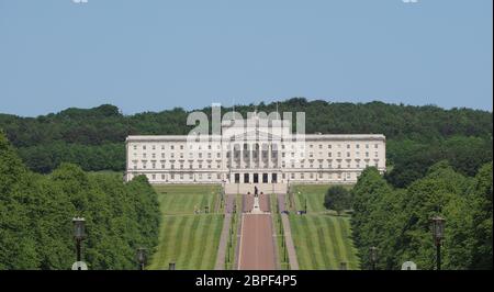 Vista aerea degli edifici del Parlamento (alias Stormont) a Belfast, Regno Unito Foto Stock
