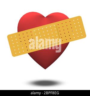 Classica forma di cuore con bandaid Foto Stock