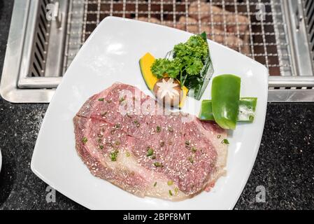 Materie premium wagyu carni bovine per il giapponese yakiniku Foto Stock
