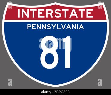 Interstate 81 pennsylvania segno tracciato autostradale american usa illustrazione di trasporto Foto Stock