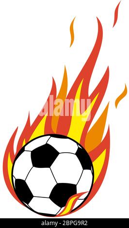 Fiamme football palla di gioco obiettivo masterizzare bolide illustrazione Foto Stock