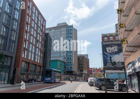 Bristol-May-2020-England-una vista ravvicinata degli edifici nel centro principale della città di Bristol Foto Stock