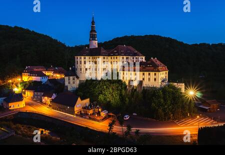 il bellissimo castello weesenstein in sassonia, germania Foto Stock