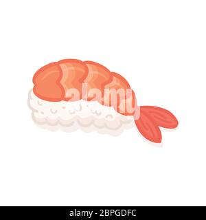 Gamberetti EBI nigiri Sushi vettore alimentare giapponese Illustrazione Vettoriale