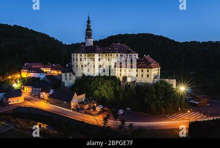 il bellissimo castello weesenstein in sassonia, germania Foto Stock