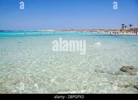 Ses Illetes a Formentera è una vera e propria spiaggia paradiso in Spagna Foto Stock