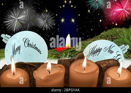 Molte candele accese con profondità di campo Foto Stock