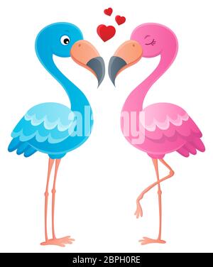 Valentine Flamingos argomento immagine 2 - illustrazione immagine. Foto Stock