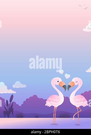 Valentine Flamingos argomento immagine 6 - illustrazione immagine. Foto Stock