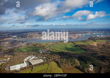 Vista aerea del porto di Southampton Foto Stock