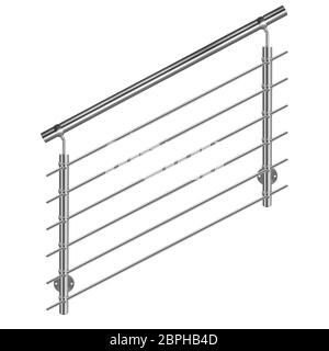 Un moderno Bannister in acciaio inox isolato. Questo banister per scale e balcone`s Foto Stock