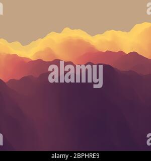 Paesaggio di montagna. Terreno montuoso. Illustrazione Vettoriale. Abstract Background. Illustrazione Vettoriale