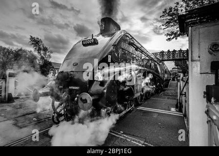 L'A4 dominio del Pacifico del Sud Africa a Ramsbottom stazione. La East Lancashire Railway autunno gala vapore Ott 2014. Foto Stock