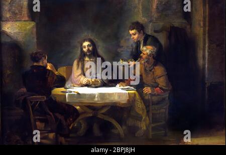 I pellegrini a Emmaus 1648 Rembrandt Harmenszoon van Rijn 1606–1669 olandese Paesi Bassi ( Vangelo secondo San Luca ) Foto Stock