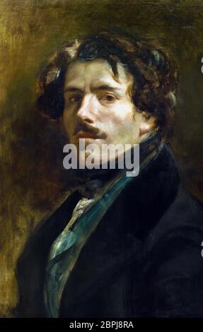 Autoritratto con Vest Verde 1837 di Eugène Delacroix 1798 - 1863, Francia, francese, Foto Stock