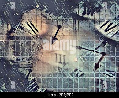 Tela astratta. I numeri romani e lancette di orologio. Il tempo Foto Stock