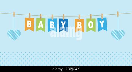È un biglietto di auguri di benvenuto per bambino per il vettore di nascita illustrazione EPS10 Illustrazione Vettoriale