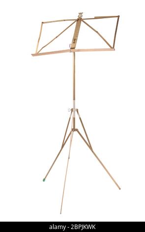 Molto vecchio ottone music stand, isoalted su bianco Foto Stock