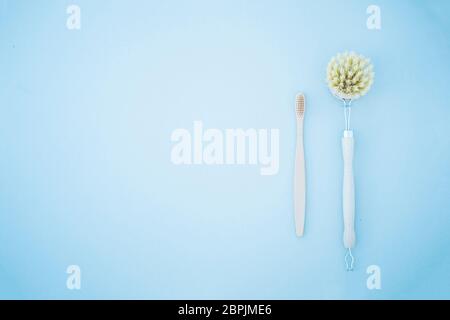 Eco spazzola consumo sostenibile cura del corpo sisal riciclare bambù Foto Stock