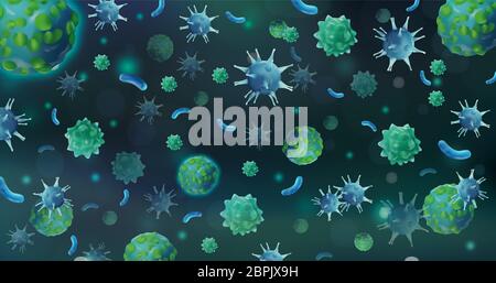 Virus astratto. Infezione polmonite, influenza. Batteri, microbi funghi in un ambiente cellulare. Microscopico vista virus ad un organismo vivente. Pandemia. illustrazione 3d Foto Stock