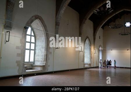 La Grande Sala del Palazzo dei Re di Maiorca. Perpignano. Pirenei Orientali. Occitanie.France Foto Stock