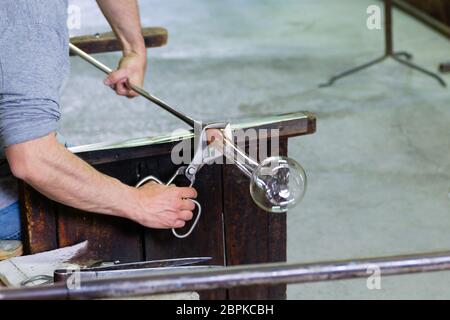 Artigianato del vetro. Forno per vetro vista,Murano Venezia,l'Italia. Foto Stock