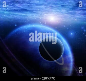 Atmosfera e pianeti in spazio aperto Foto Stock