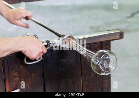 Artigianato del vetro. Forno per vetro vista,Murano Venezia,l'Italia. Foto Stock