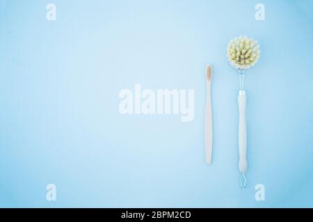 Eco spazzola consumo sostenibile cura del corpo sisal riciclare bambù Foto Stock