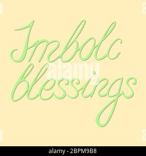 imbolc bessings - scritta verde chiaro per biglietto d'auguri Foto Stock