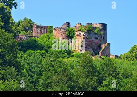 Castello Neudahn rovina in Dahn Rockland, Germania Foto Stock