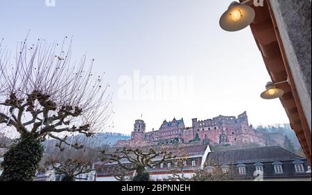 Heidelberg, Germania - rovine del castello sopra la città Foto Stock