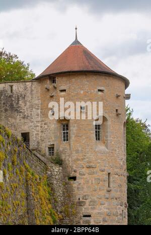 Dettaglio del castello Langenburg nella Germania meridionale in estate Foto Stock
